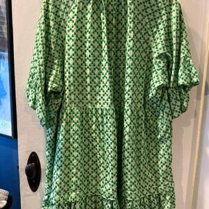 HOFMANN COPENHAGEN Elaine Heart Mini Dress Green Organic Cotton EU 42/US 10